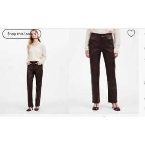 Madewell $498 The '90s Straight Mid-Rise Pant Leather Dark Coffee Size 28 NS287